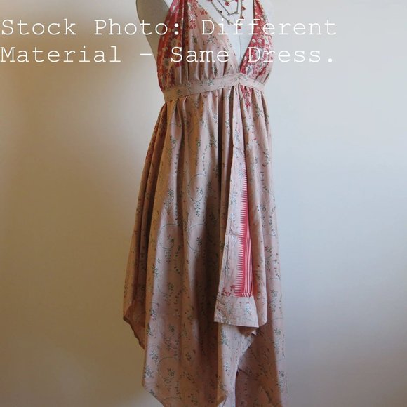 Audrey Acosta Designs Ocean Maxi Halter Dress Upcycled Orange Silk Saris One Sz - Picture 11 of 12